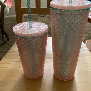 Starbucks Tumbler 2023 Summer Jeweled Pearl Pink Green Venti /Grande 18/24oz NWT